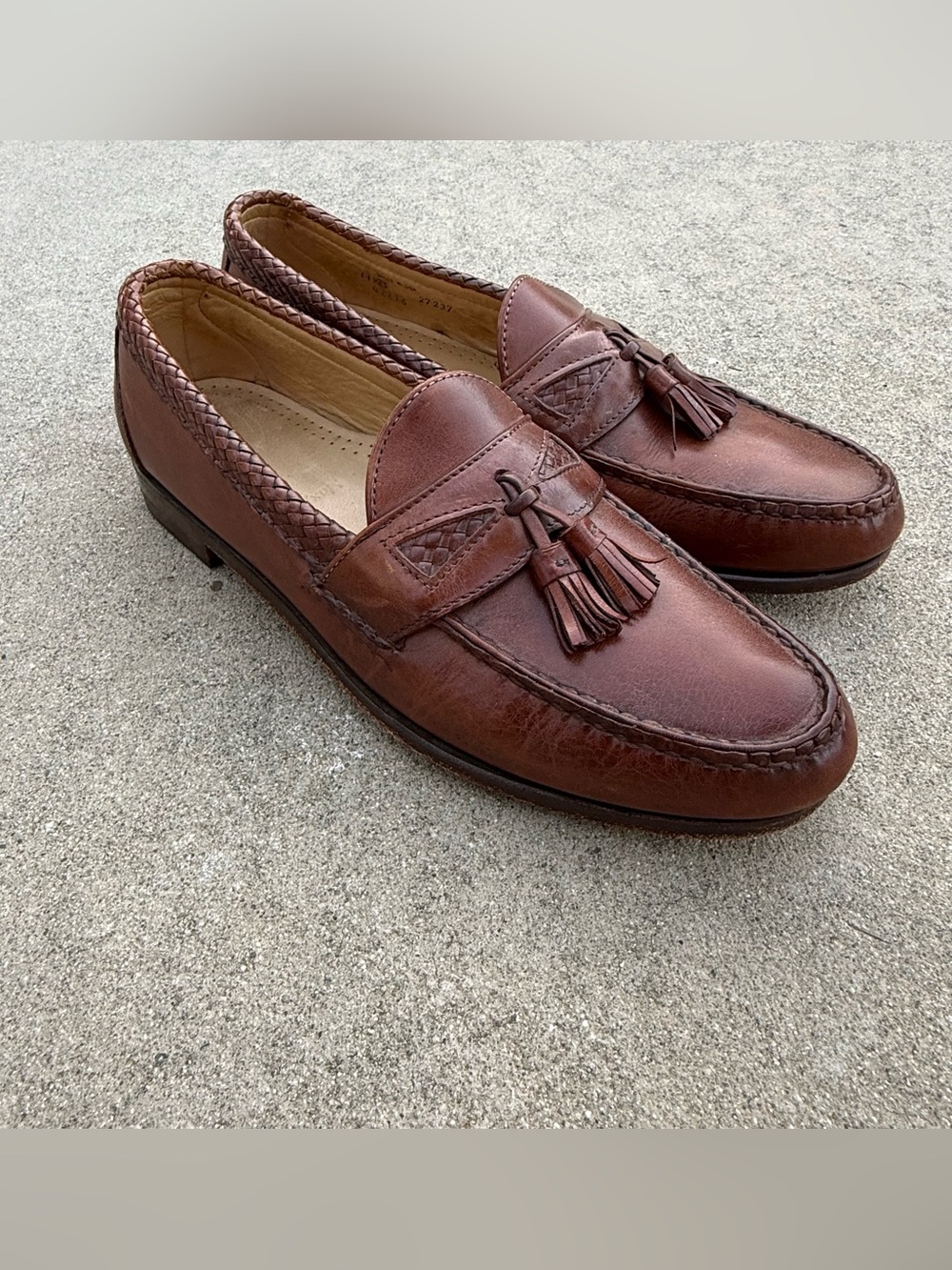 Allen Edmonds Maxfield Tassel Loafers Mens 11.5 B Brown Leather Braided Made USA